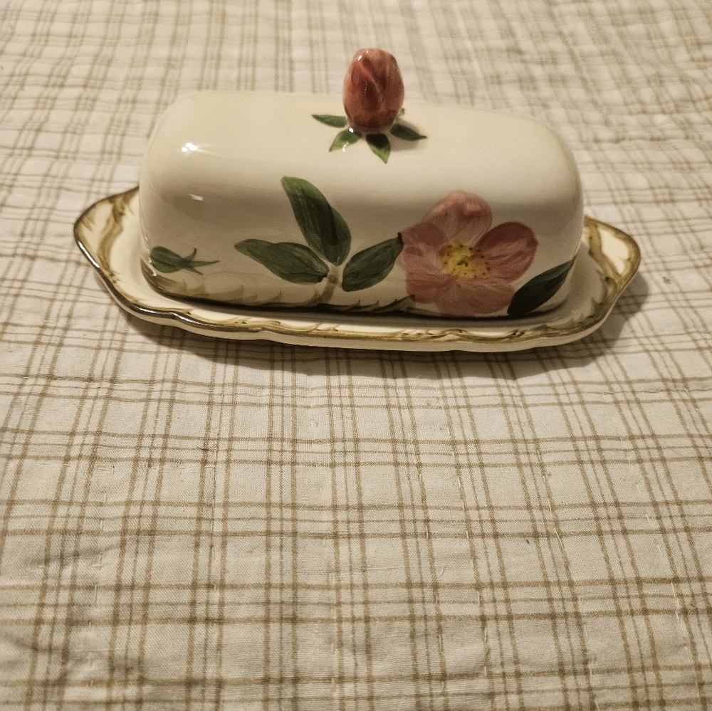 Vintage Franciscan Desert Rose Butter Dish With Lid.